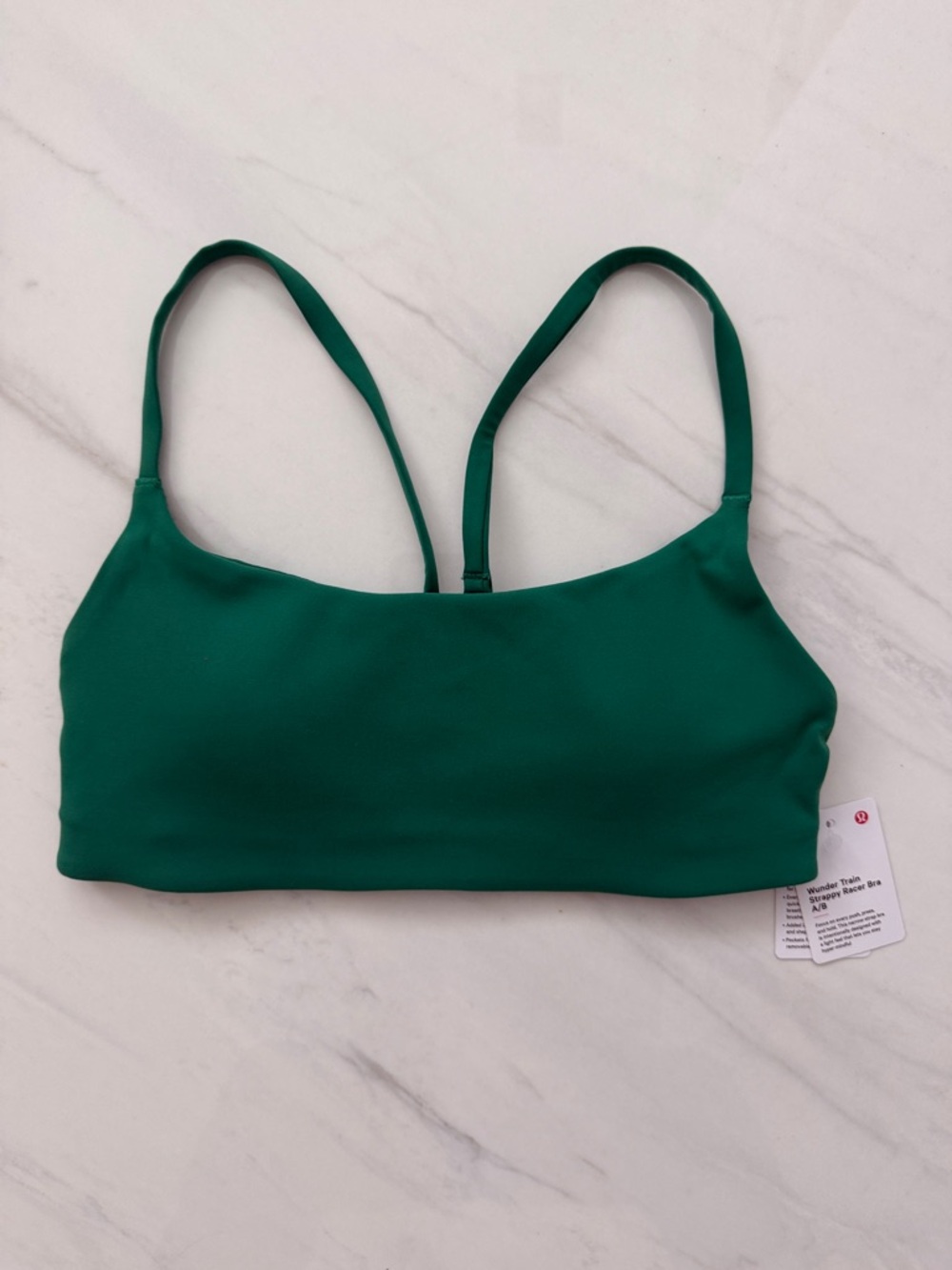 New Lululemon Wunder Train Strappy Racer Bra A/B Size 6 RCGR Raceway Green